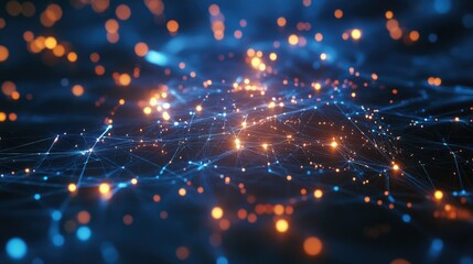 Poster - Abstract Background with Dots and Lines Representing Connections in a Network, Ideal for Technology, Data, and Digital Concepts