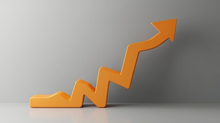 Poster - Orange Arrow Graph Symbolizing Growth and Success on a Minimalist Background for Business and Finance Concepts