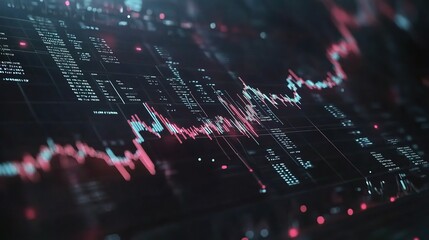 Wall Mural - Abstract Digital Background of Financial Market Analysis with Graphs and Data Displays in Vivid Colors Representing Stock Trends and Market Movements