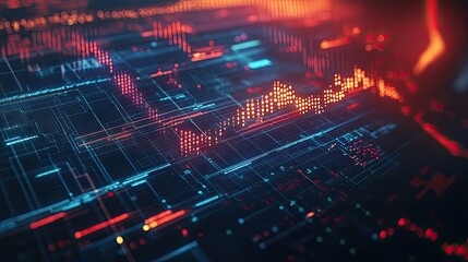 Poster - Abstract Data Visualization with Bright Neon Effects Displaying Digital Information Flow and Advanced Technology in a Futuristic Environment