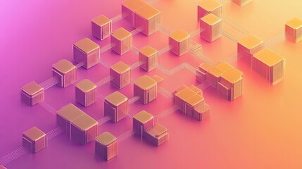 Poster - Abstract Geometric Cityscape Design with Colorful Gradients and Futuristic Architectural Elements Depicting Urban Development and Technology