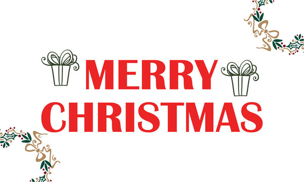 Merry Christmas lettering with Christmas element. Template for greeting card, banner, poster, invitation, flyer. isolated on white background. vector illustration. EPS 10