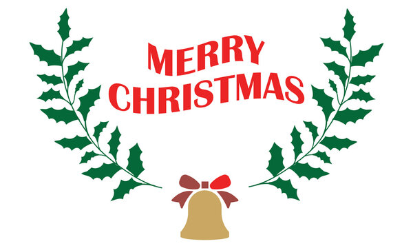 Merry Christmas lettering with Christmas element. Template for greeting card, banner, poster, invitation, flyer. isolated on white background. vector illustration. EPS 10