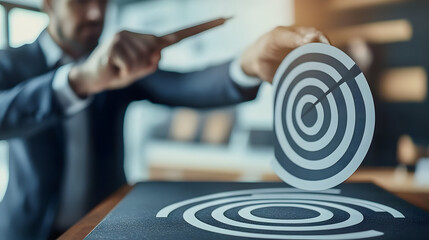 Poster - Manager showing business goal setting concept, target growth planning