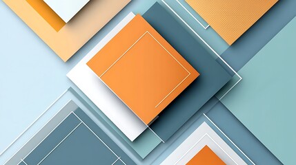 Poster - Abstract Geometric Composition of Overlapping Squares in Pastel Tones