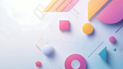 Poster - Abstract Pastel Geometric Shapes on White Background