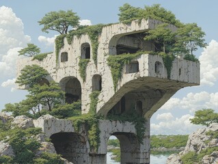Poster - Merging minds a surreal exploration of human and ai integration in a dreamlike landscape
