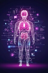 Poster - an infographic-style scene emphasizing disease awareness through vibrant text and imagery