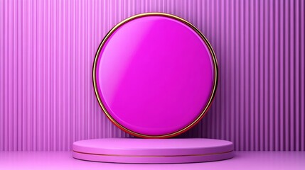 Poster - A pink and gold circle is on a pink background. The circle is empty and has a shiny, metallic appearance