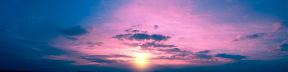Wall Mural - colorful cloudy sky at sunset. sky texture. abstract nature background. horizontal banner