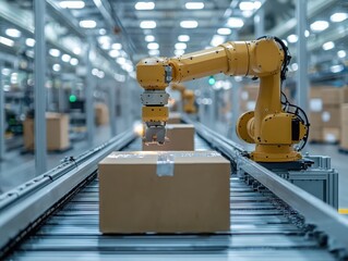 Poster - Robotic assembly line demonstrating efficiency and precision in industrial automation factory setting technology showcase