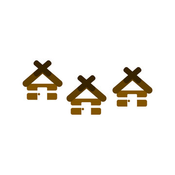 icon of wooden houses on a white background, vector illustration