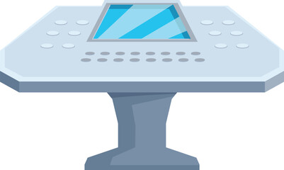Poster - control panel featuring a screen displaying vital information, accompanied by an array of buttons fo
