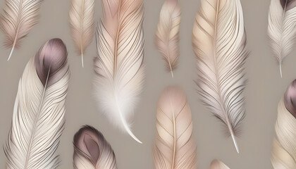 Wall Mural - seamless feather pattern texture, realistic design, natural colors, soft lighting, high resolution