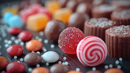 Poster - Different candies, sweets on the table.