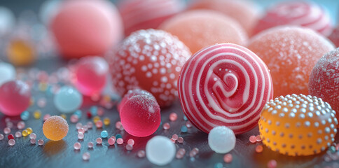 Poster - Different candies, sweets on the table.
