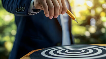 Poster - Manager showing business goal setting concept, target growth planning
