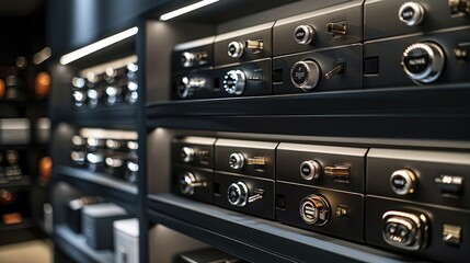 Aufkleber - A high-end display of premium key garages and key safes.
