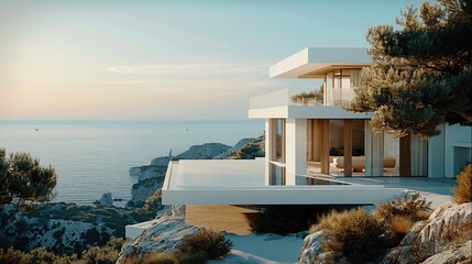 Poster - Minimalist modern villa by the sea.