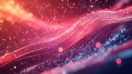 Wall Mural - Abstract Red and Blue Glowing Particle Wave Background Texture