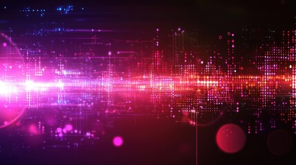 Wall Mural - Abstract Digital Data Stream Neon Pink, Red, Circuitry, Technology, Waveform, Energy, Flow, Light, N