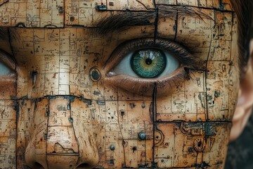 Poster - Captivating visual representation of humanity's complexity urban environment photography close-up view emotional depth and technological integration