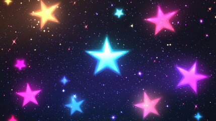 Poster - Glowing star light effect on a transparent backdrop Abstract 2D cartoon design