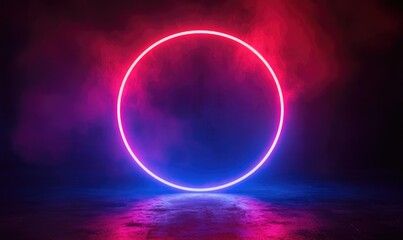 Poster - Illuminated neon circle Geometric shape designed for promotional use