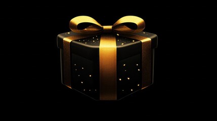 Poster - A gold and black box with a gold ribbon
