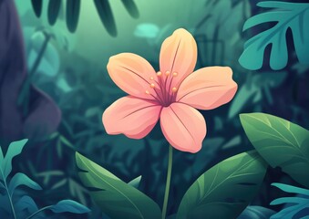 Poster - 2D cartoon illustration of a flower design