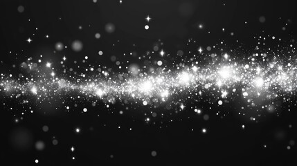 Poster - White sparkles and glitter create a special light effect in this 2D cartoon illustration with a transparent background featuring an abstract pattern of sparkling magic dust particles