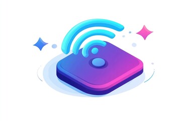 Poster - Isolated 2D cartoon illustration of a Wi Fi technology app