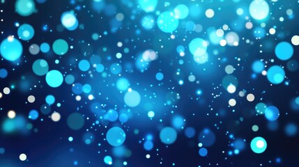 Poster - Vibrant cyan shimmering round particles fall in this 2D cartoon illustration background The scene features scattered shiny tinsel light effects with sparkling blue dots perfect for celebrations an