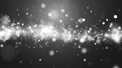 Poster - White sparkles and glitter create a special light effect in this 2D cartoon illustration with a transparent background featuring an abstract pattern of sparkling magic dust particles