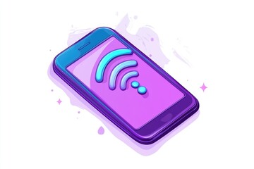 Poster - Isolated 2D cartoon illustration of a Wi Fi technology app