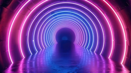 Aufkleber - An animated video background for a TV show opening, featuring a tunnel entrance with light effects and purple-blue neon lights, set against a dark backdrop.