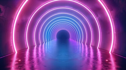 Poster - An animated video background for a TV show opening, featuring a tunnel entrance with light effects and purple-blue neon lights, set against a dark backdrop.
