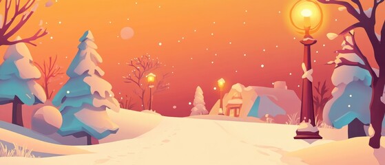 Poster - Festive New Year Paper Mockup 2D Cartoon Illustration