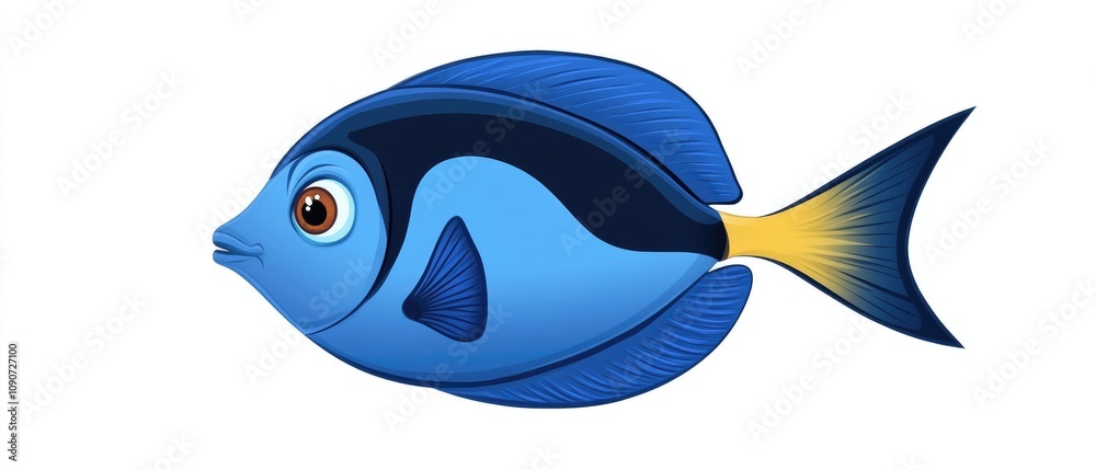 Cute Cartoon Illustration of a Blue Tang Fish Stock Illustration ...