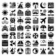 © Sk siam - Black and White Summer Vacation Icon Collection for Travel Design. generator AI