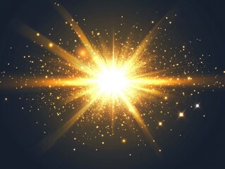 Poster - Glow light effect with starburst and sparkles 2D cartoon illustration featuring an explosion with transparency ideal for decorative effects with radiant sparkles Bright star detail
