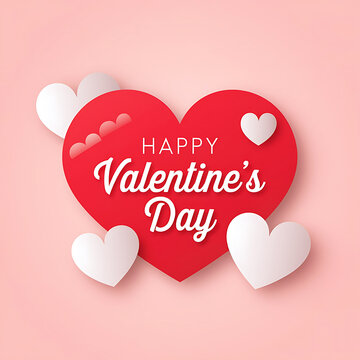 New studio shot of heart shaped paper with Valentines Day text concept of Valentine's Day