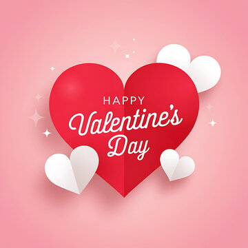 Commercial studio shot of heart shaped paper with Valentines Day text concept of Valentine's Day
