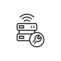 Poster - Server repair outline icons, accounting minimalist vector illustration ,simple transparent graphic element .Isolated on white background