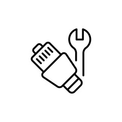 Poster - Network repair outline icons, accounting minimalist vector illustration ,simple transparent graphic element .Isolated on white background