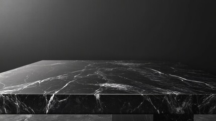 Poster - A black marble table with a grey background