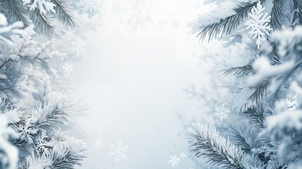 Poster - A snowy forest with a white background