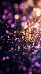 Poster - A purple and gold background with many small purple and gold dots