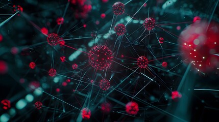 Poster - Dynamic molecular interaction abstract visualization digital art futuristic environment close-up view scientific concept