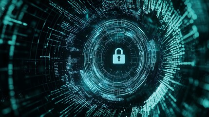 Poster - Securing data transfer cybersecurity digital realm high-tech environment abstract viewpoint information safety